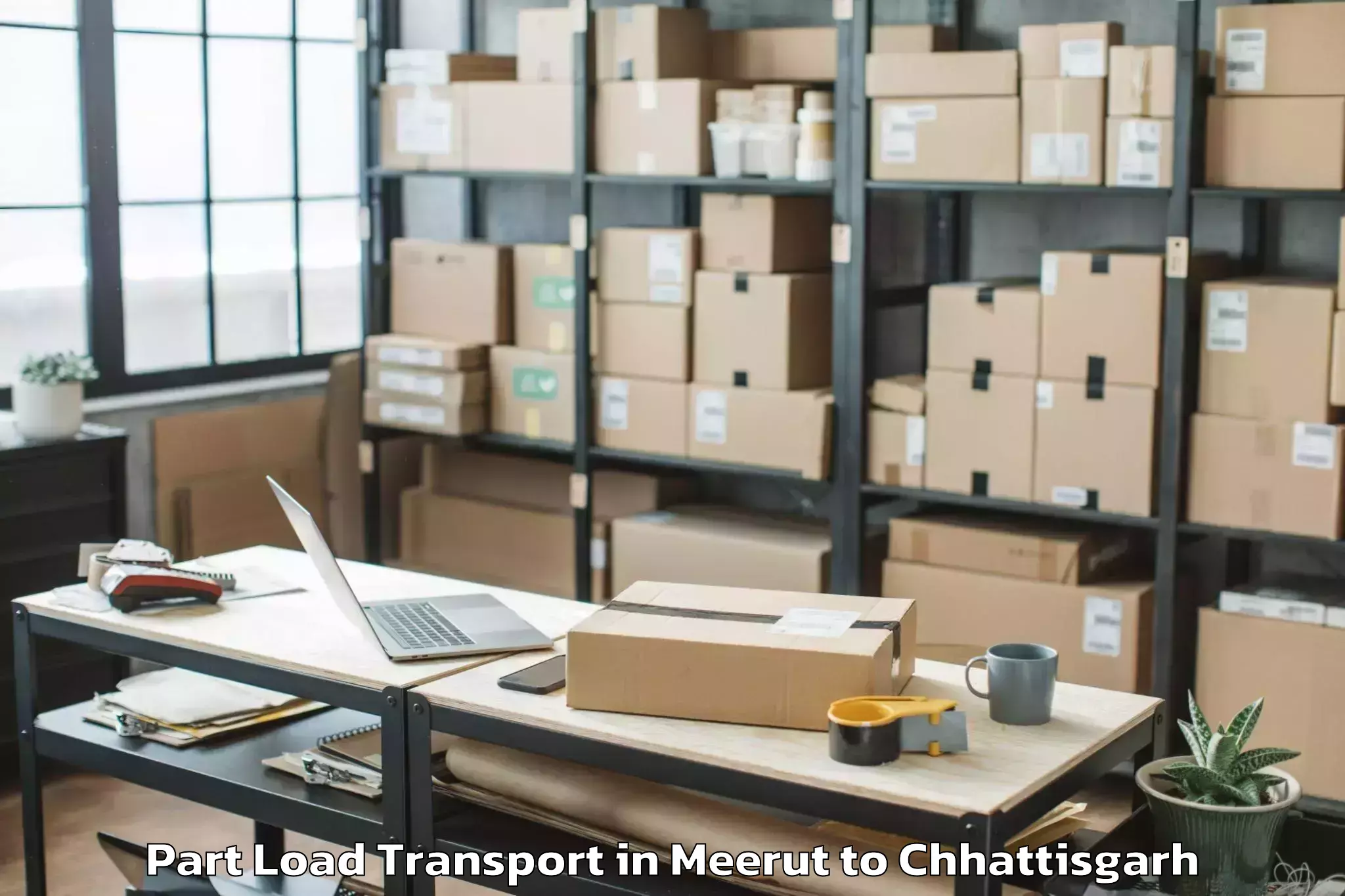 Book Meerut to Raipur Part Load Transport Online